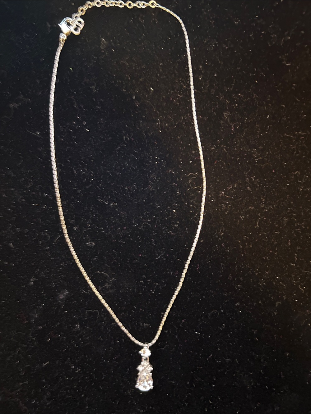 Vintage Christian Dior Crystal Teardrop Necklace Signed CD.  Costume Jewelry